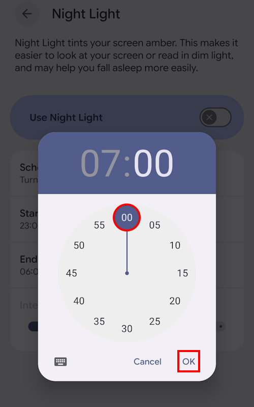 Tap End time and set a new time